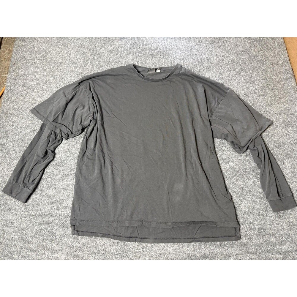 ASOS Shirt Mens L Gray Long Sleeve Crew Neck Cotton Jersey Basic Tee Casual